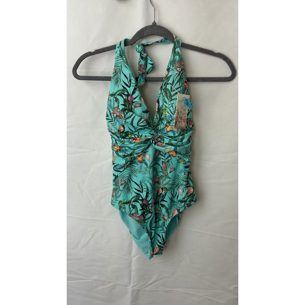 Johnny Was NWT Taina Twist One Piece Swimsuit Women's XS Chic Boho Halter